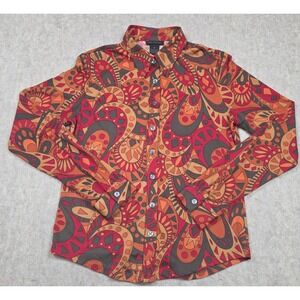 Vintage The Limited‎ Stretchy Button Down Blouse Psychedelic Design Size Medium